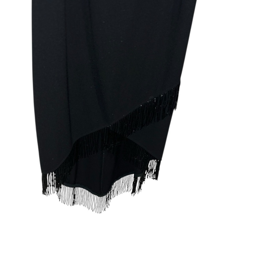 Vintage 80s 90s y2k En Francais Long Black Formal dress beaded fringe 12 euc - Picture 2 of 7